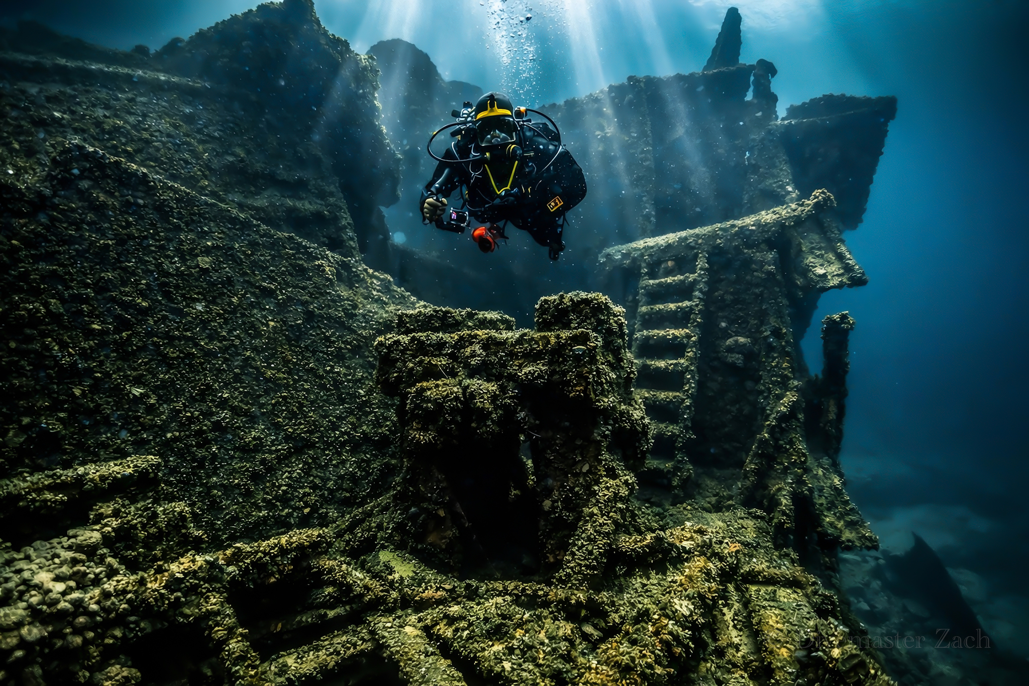 Underwater wreck diving with DMZ Scuba