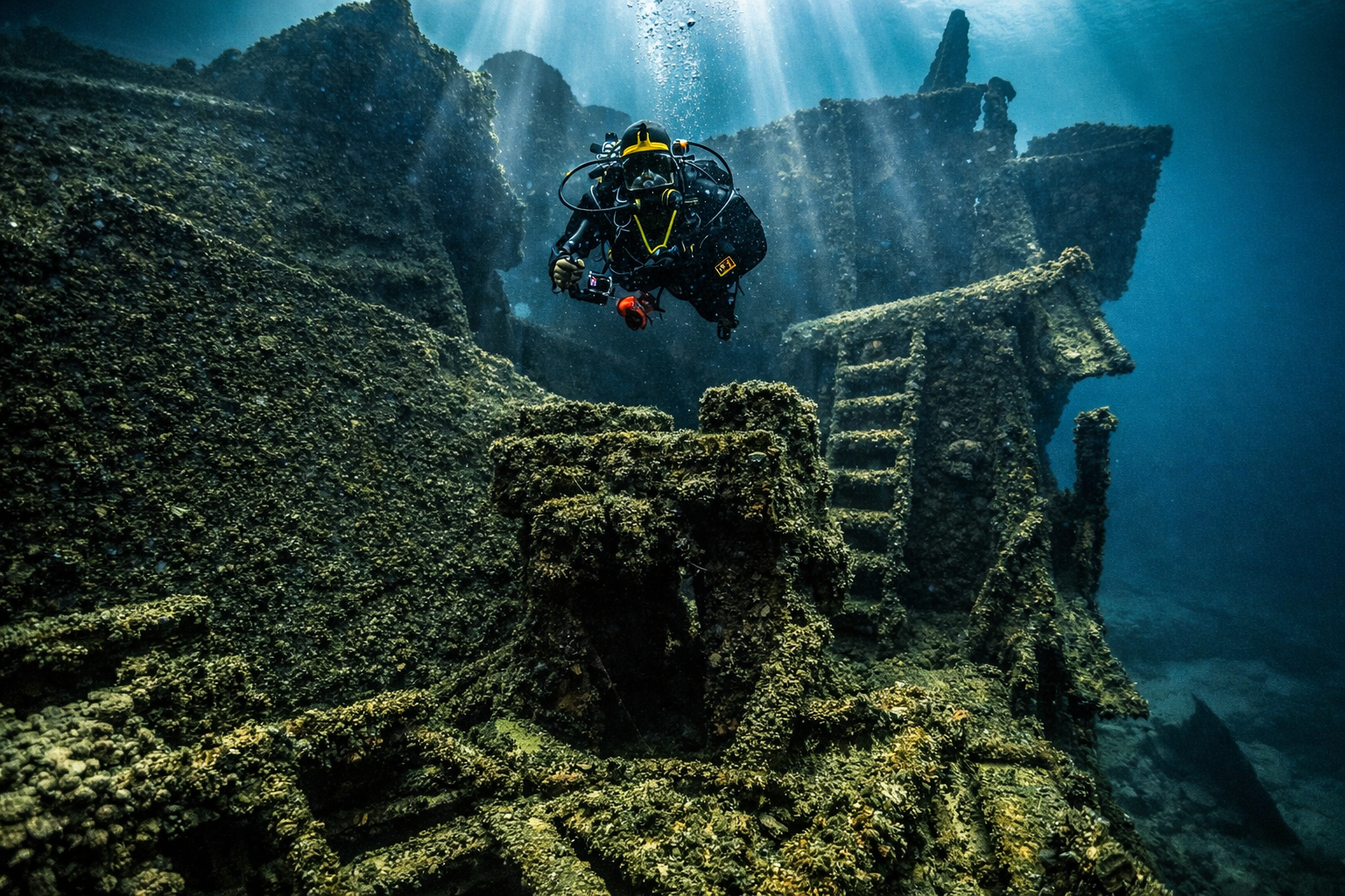 Underwater wreck diving with DMZ Scuba